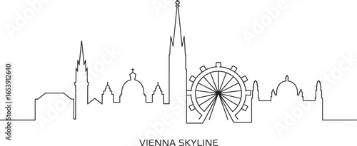 Vienna Austria Skyline Silhouette Vector Illustration with Modern Design Style