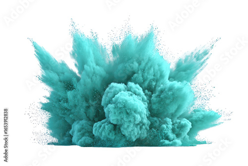 Teal powder explosion