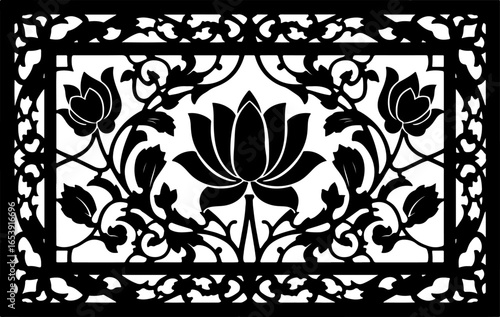 Baroque brilliance black logo featuring an ornate vintage European border, crafted with intricate details and elegant flourishes