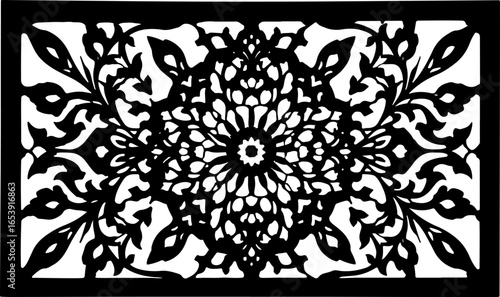 Baroque brilliance black logo featuring an ornate vintage European border, crafted with intricate details and elegant flourishes