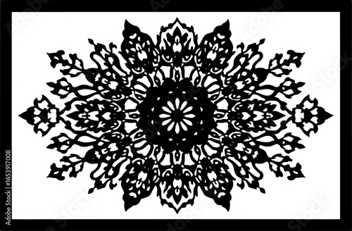 Baroque brilliance black logo featuring an ornate vintage European border, crafted with intricate details and elegant flourishes