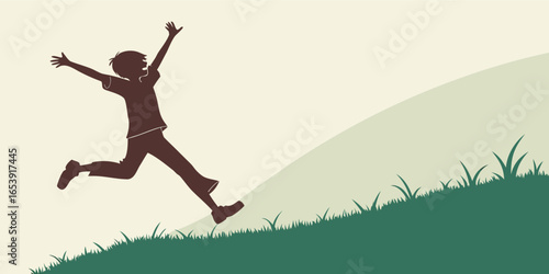 Vector Silhouette of a Child Jumping for Joy – Energetic Full Body Pose