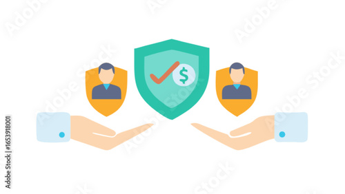 Financial insurance protection shield security money safety investment planning concept vector illustration