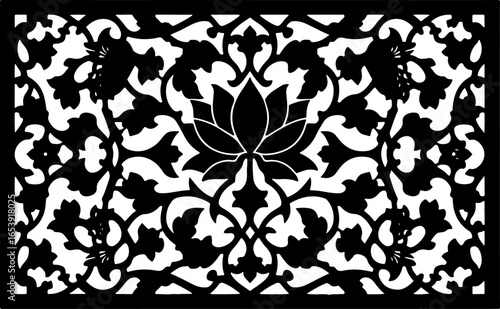 Baroque brilliance black logo featuring an ornate vintage European border, crafted with intricate details and elegant flourishes