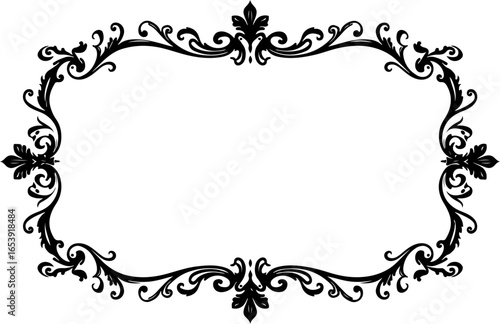 Baroque brilliance black logo featuring an ornate vintage European border, crafted with intricate details and elegant flourishes