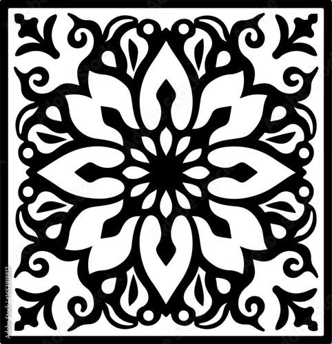 Baroque brilliance black logo featuring an ornate vintage European border, crafted with intricate details and elegant flourishes