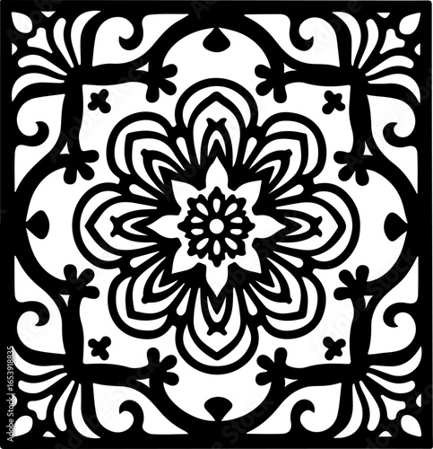 Baroque brilliance black logo featuring an ornate vintage European border, crafted with intricate details and elegant flourishes