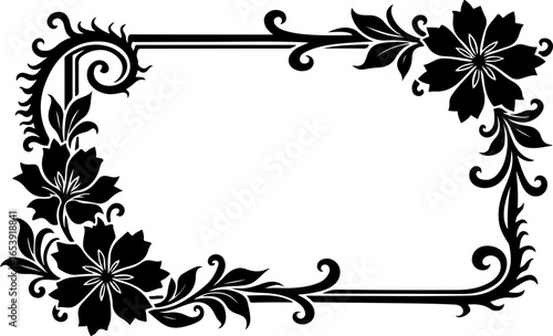 Baroque brilliance black logo featuring an ornate vintage European border, crafted with intricate details and elegant flourishes