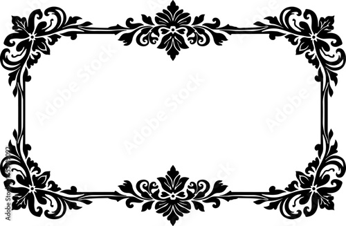 Baroque brilliance black logo featuring an ornate vintage European border, crafted with intricate details and elegant flourishes
