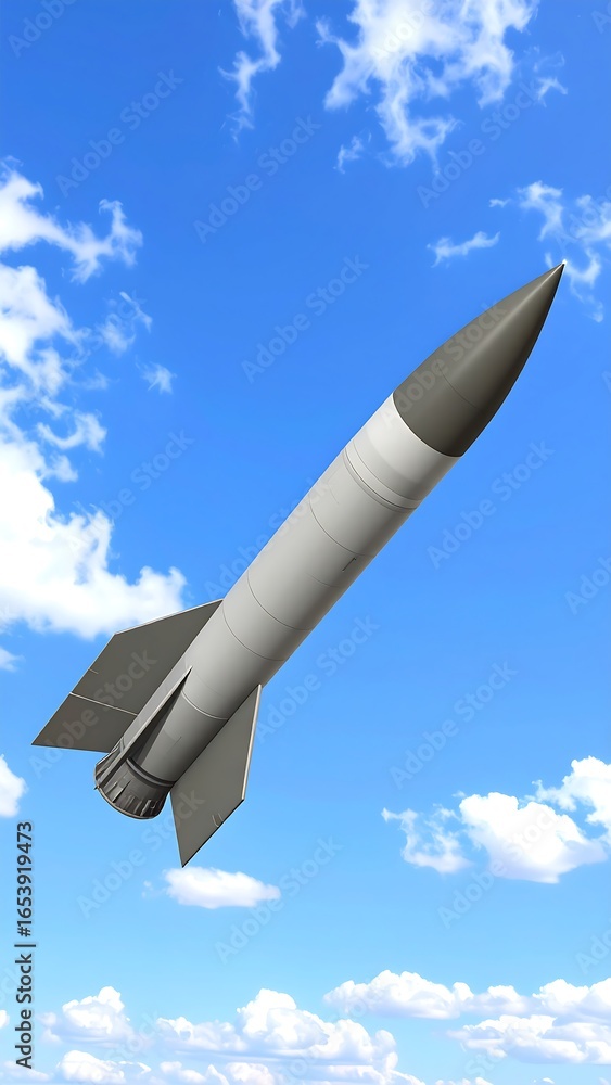 Fototapeta premium Missile Ascending, Blue Sky, Flight