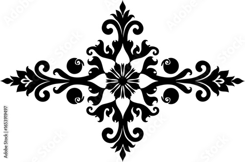 Baroque brilliance black logo featuring an ornate vintage European border, crafted with intricate details and elegant flourishes
