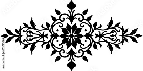 Baroque brilliance black logo featuring an ornate vintage European border, crafted with intricate details and elegant flourishes