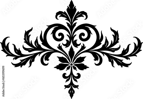 Baroque brilliance black logo featuring an ornate vintage European border, crafted with intricate details and elegant flourishes
