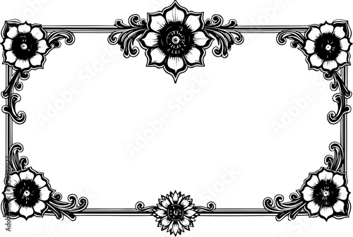 Baroque brilliance black logo featuring an ornate vintage European border, crafted with intricate details and elegant flourishes