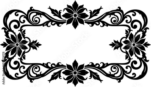 Baroque brilliance black logo featuring an ornate vintage European border, crafted with intricate details and elegant flourishes