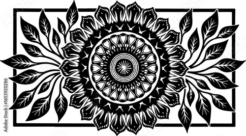 Baroque brilliance black logo featuring an ornate vintage European border, crafted with intricate details and elegant flourishes