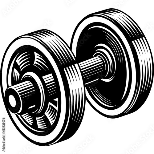 Engraved Dumbbell Vector - Workout and Fitness Illustration