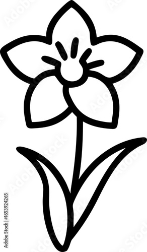 A delicate and elegant vector illustration of a single daffodil flower showcasing its iconic trumpet and petals in a clean artistic style suitable for various design applications