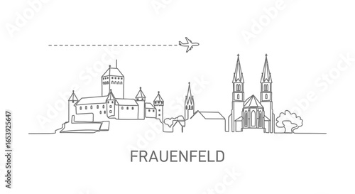 Frauenfeld City Skyline with Switzerland, and Minimalist.