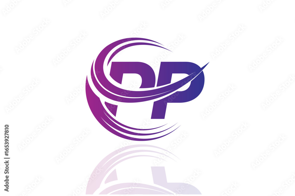 Obraz premium PP Circular Swirl Logo – Modern Gradient Symbol for Business, Corporate & Creative Branding Identity Design
