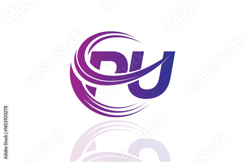 PU Circular Swirl Logo – Modern Gradient Symbol for Business, Corporate & Creative Branding Identity Design
