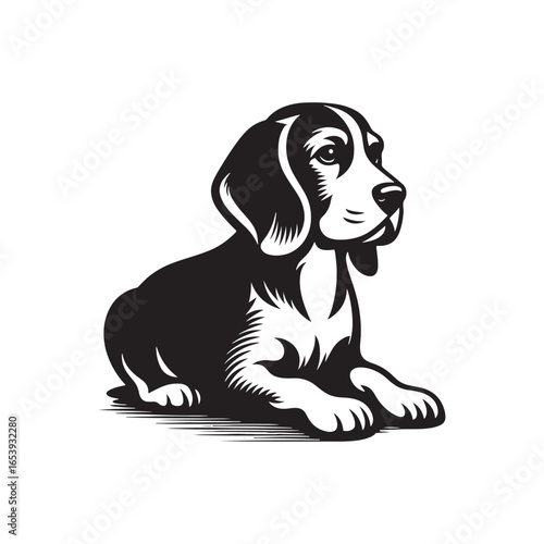 Beagle Dog Vector Silhouette – Classic Hound Outline Artwork for Pet Lovers, Hunting Dog Graphics, Canine Decor, Logos, Prints, Illustrations, and Creative Animal Design Projects
