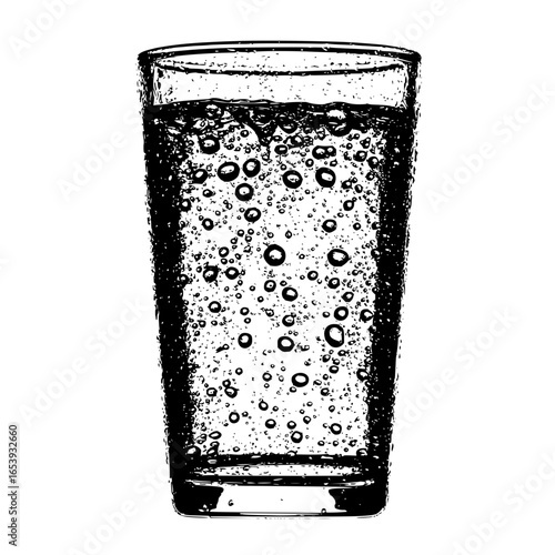 Stock image of sparkling water in a glass with bubbles fresh drink refreshment clear liquid beverage 100 character