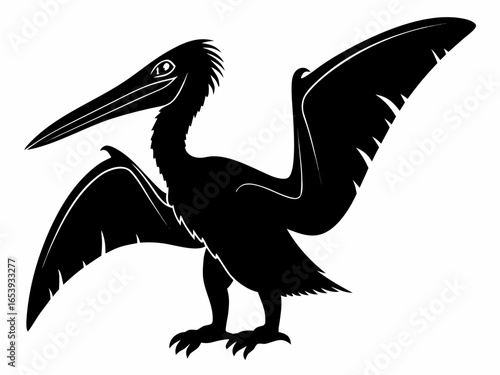 Pterodactyl Silhouette Vector - Flying Dinosaur Icon