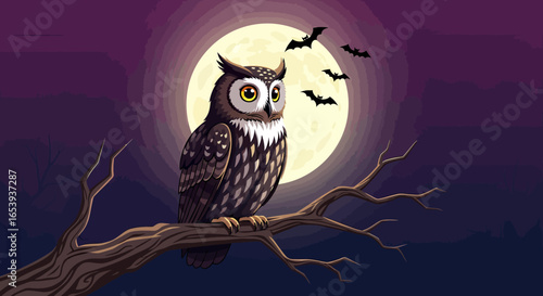 Night Owl A Moonlit Perch of Wisdom and Mystery in the Dark Sky