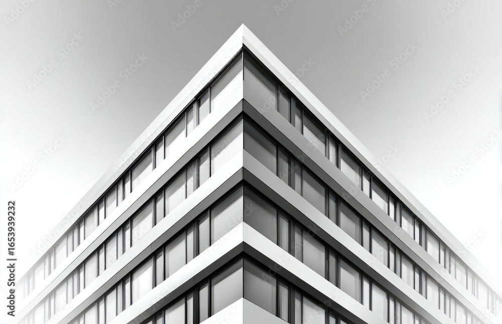 Fototapeta premium Modern building corner, angled view