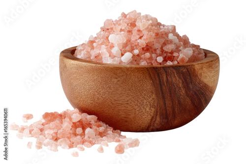 Pink Himalayan salt in a wooden bowl