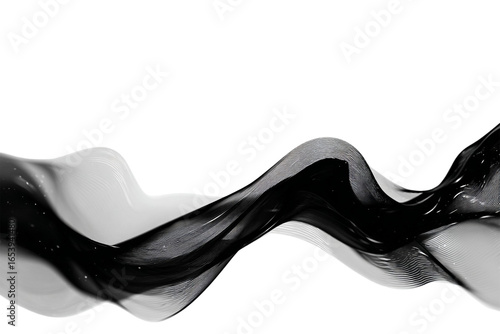 Abstract Black Wave Background Design with Smooth Flowing Lines