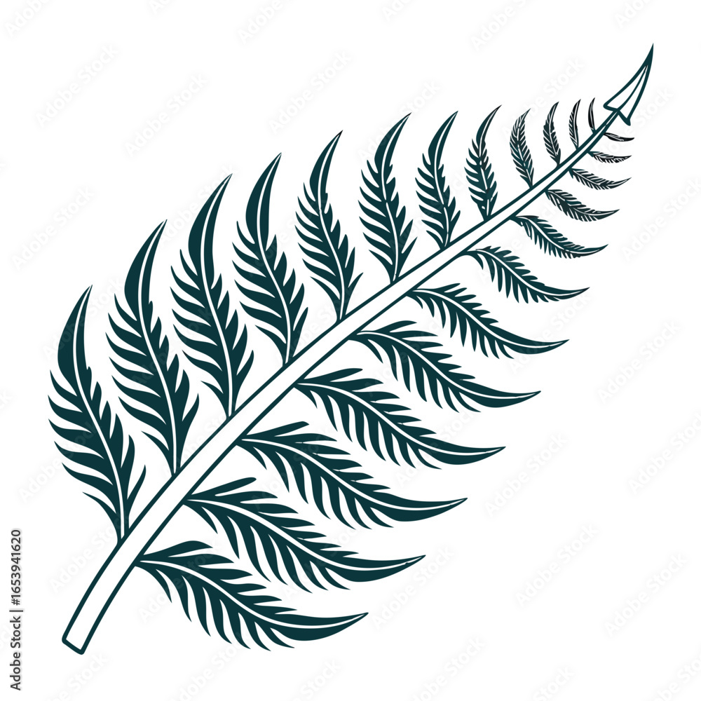 Fototapeta premium New Zealand Silver Fern and Spear Symbol