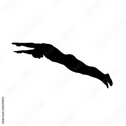 silhouette of a diving man