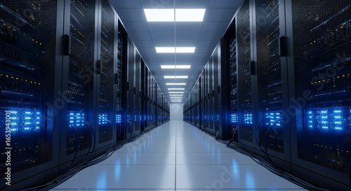Server room corridor modern data center