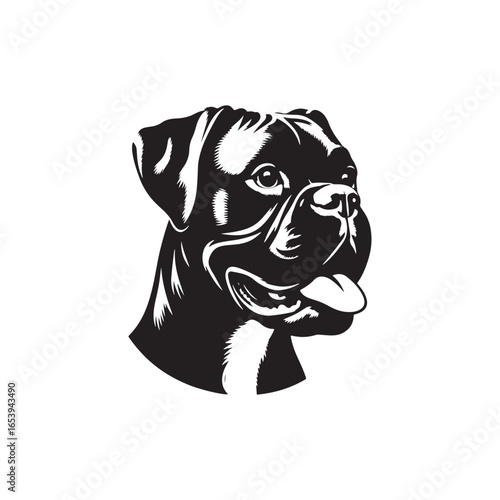 Boxer Dog Vector Silhouette – Strong Athletic Canine Outline Design, Perfect for Pet Lovers, Guard Dog Art, Logos, Prints, Home Decor, Illustrations, and Graphic Projects
