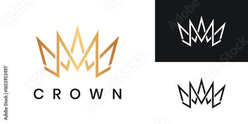 Abstract geometric line crown logo design