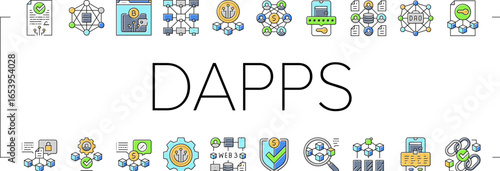 decentralized applications dapps icons set vector