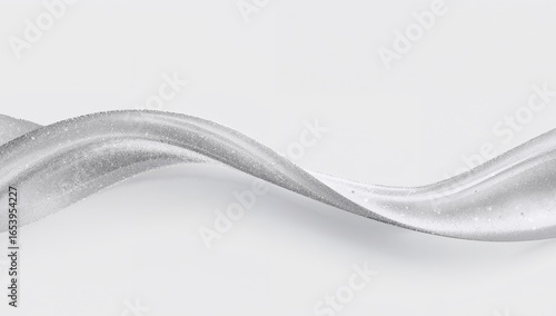 Abstract Silver Ribbon on White Background, Wavy Texture, Subtle Sparkle.