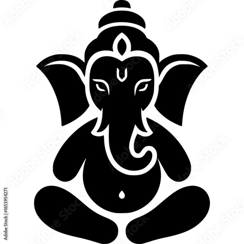 Ganesha Silhouette: A striking silhouette of Ganesha, a revered deity, captured in a simple, graphic style. The image evokes a sense of tranquility and cultural richness.