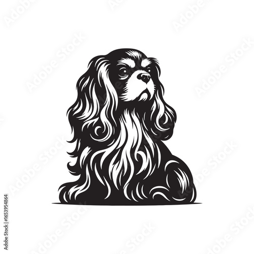 Cavalier King Charles Spaniel Vector Silhouette – Elegant Toy Breed Outline, Perfect for Dog Lovers, Pet Art, Logos, Prints, Graphic Design, Illustrations, Home Decor, and Creative Projects
