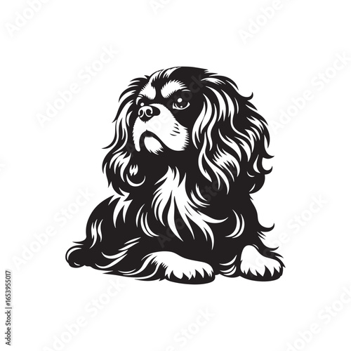 Cavalier King Charles Spaniel Vector Silhouette – Elegant Toy Breed Outline, Perfect for Dog Lovers, Pet Art, Logos, Prints, Graphic Design, Illustrations, Home Decor, and Creative Projects
