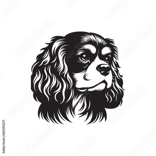 Cavalier King Charles Spaniel Vector Silhouette – Elegant Toy Breed Outline, Perfect for Dog Lovers, Pet Art, Logos, Prints, Graphic Design, Illustrations, Home Decor, and Creative Projects
