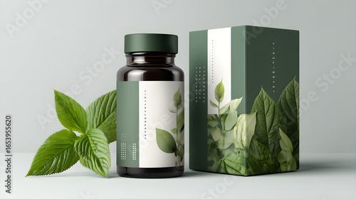 Discover natural wellness with this elegant botanical supplement bottle and packaging design.