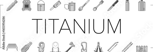 titanium lightweight accessories icons set vector