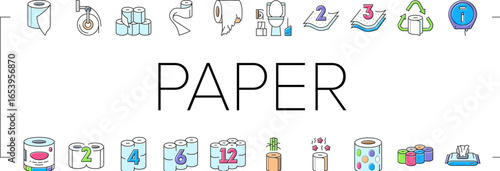 toilet paper tissue roll soft icons set vector