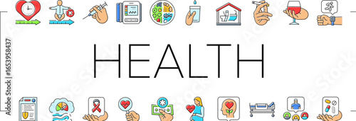 health indicators icons set vector