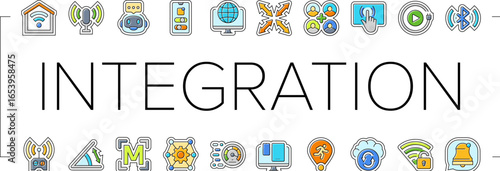 integration compatibility product icons set vector