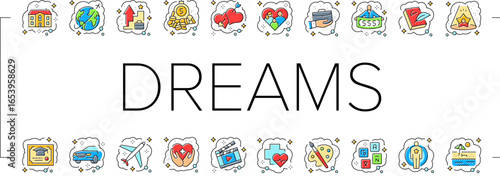 human dreams icons set vector