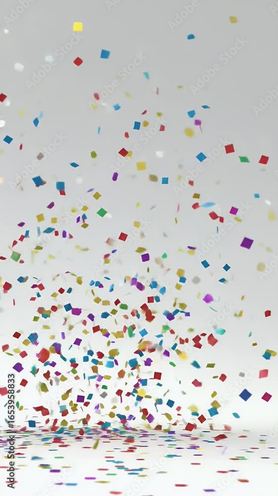 Colorful Confetti Falling In A Textured Studio Background For Celebrations